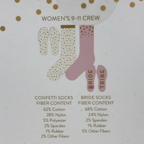 New Bride Tribe Crew Socks 2 Pair sz 9 - 11 Spell Out Bachelorette Wedding - Picture 2 of 2